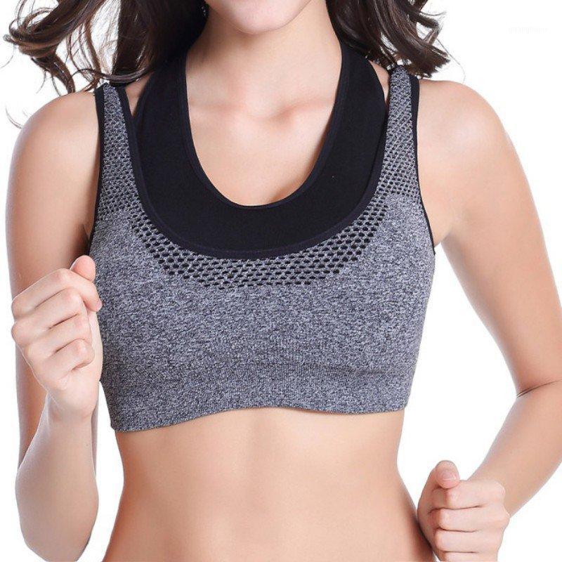 

Fake Two Pieces With Chest Pad Quick-drying Breathable Yoga Fitness Without Steel Ring Sports Underwear Bra1, White