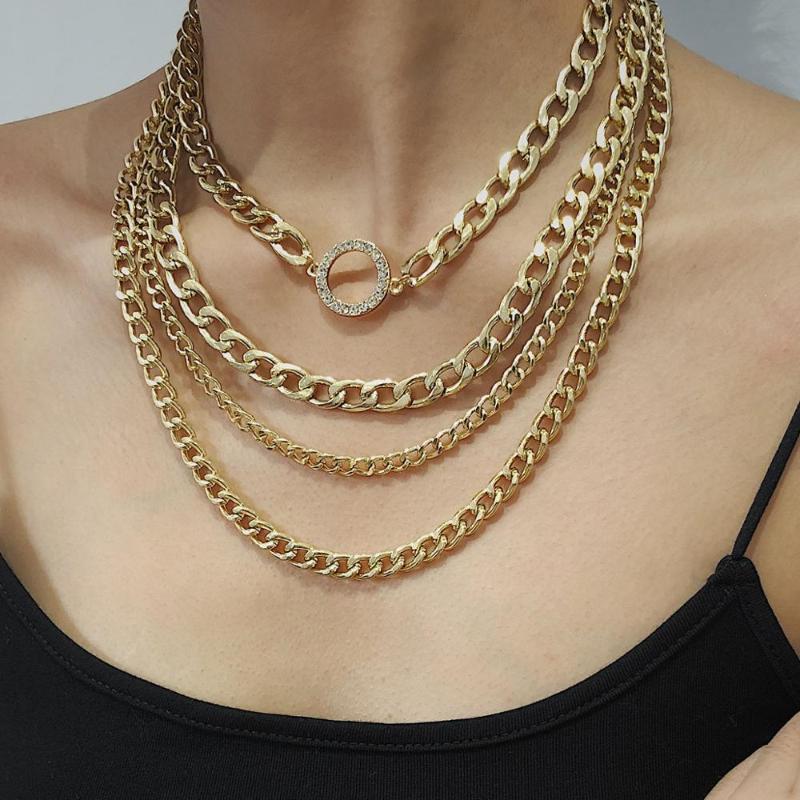 

HC 2020 Hot Sale Multilayer Chunky Chain Necklace Women Men Cuban Link Necklace Hip Hop Jewelry Twist Chain Punk Thick Choker T