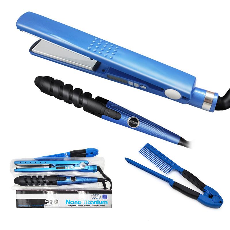 

Nano Titanium Flat Iron Professional Hair Straightener 11/4 Plate Straightening Irons Hair Curler Curling Wand 450F Temperature