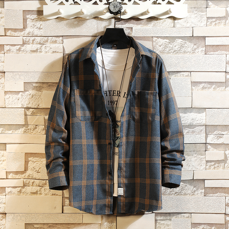 

2021 New Hip Hop Streetwear Casual Plaid Shirt Men Long Sleeve High Quality Loose Spring Autumn Korea Clothes Gicd, Cs999 d