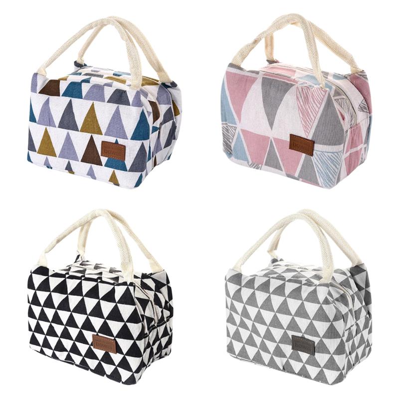 

New Waterproof Portable Triangle Design Lunch Bag Thermal Insulated Bento Case Tote Cooler Dinner Storage Container Handbag