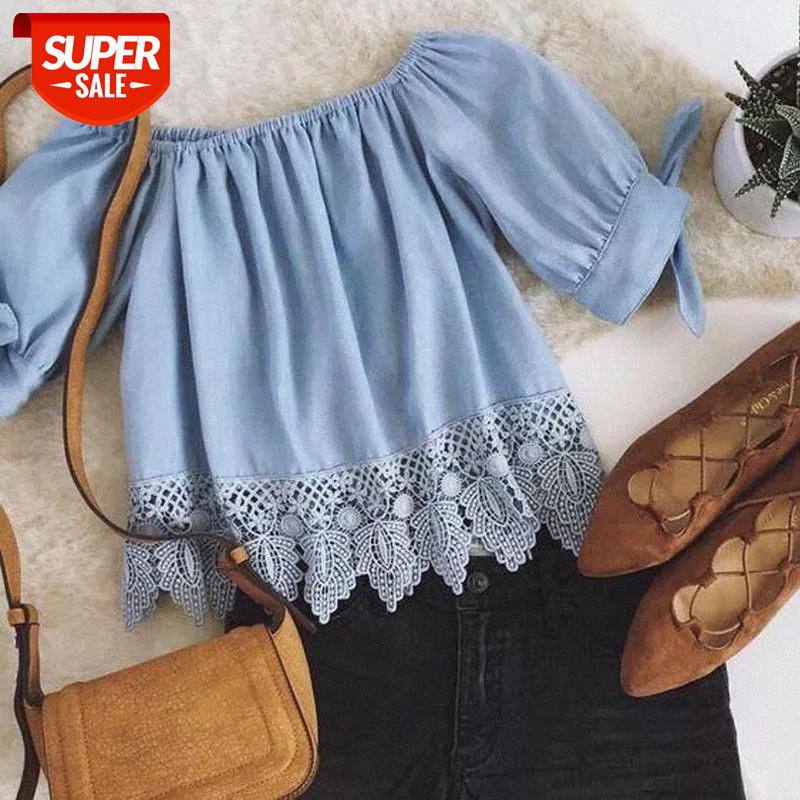 

Women T Shirts Floral Lace Off-shoulder Casual Loose Tops Ladies Beach Party Clubwear Femme Sexy Streetwear Oversize T Shirts #kV7A, White