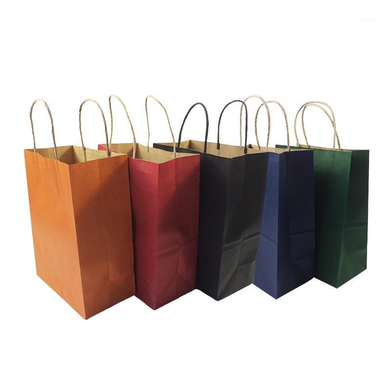 

600pcs 27x21x11cm Medium Kraft Paper Bag With Handle Sandwich Bags Take Out Bags free shipping for Express or special line1