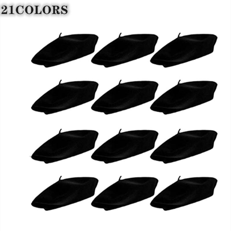 

Wool Berets for Adults12pcs French Beret Artist Hat Wholesale Cheap Solid Color, 10