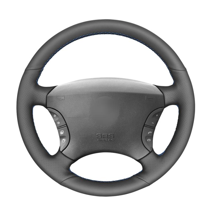 

Hand-sewing Black PU Artificial Leather Car Steering Wheel Covers Wrap for - S-Class W220 S500 S600 S430 S350