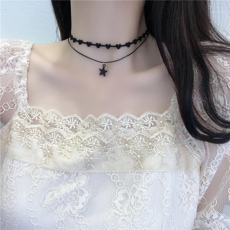 

Chokers Fashion Double Line Pentagram Collar Chain Rope Clavicle Love Female1