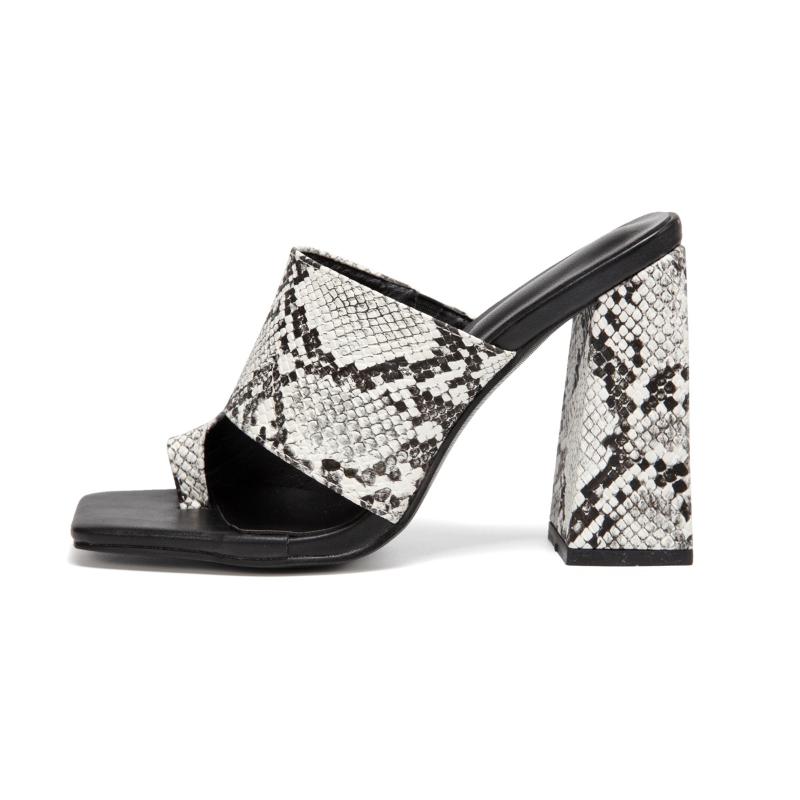 

Women's shoes 2021 Summer style Snakeskin style Thick with European high heel shoes women's fashion high heels, Black