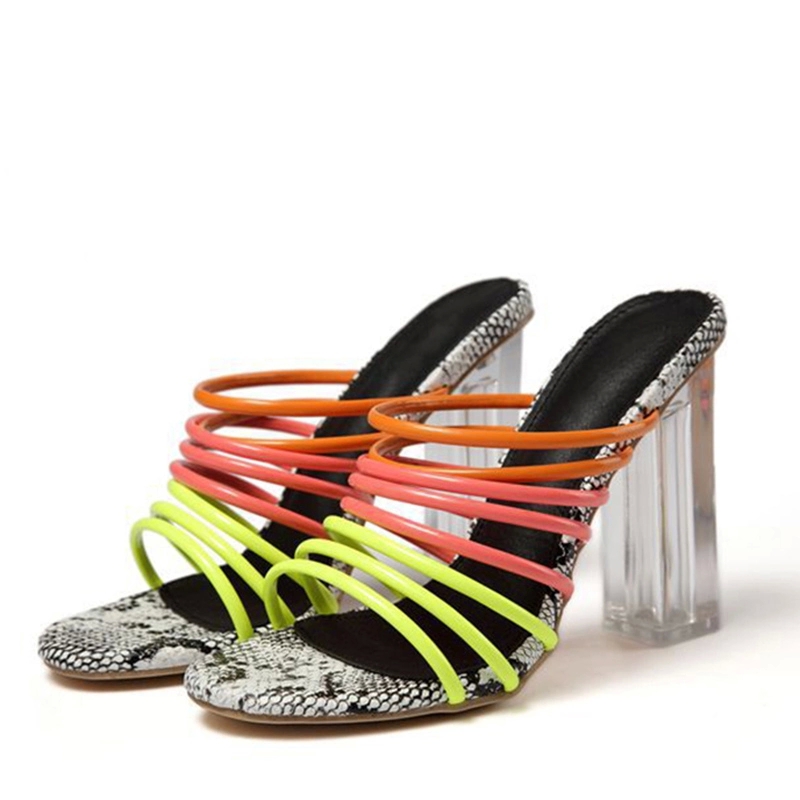 

Women Summer Rainbow Slip On Sandals Ladies Crystal High Heel Sandals Woman Sexy Transparent Beach Outdoor Female Shoes Fashion #xx0E, Clear