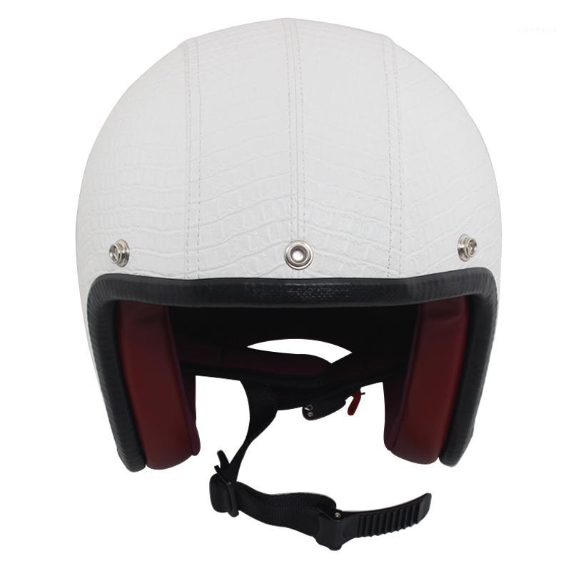 

Motor Helmet PU Leather Retro Style Motorbike Helmet Open Face 3/4  L XL Motorcycle1, As pic