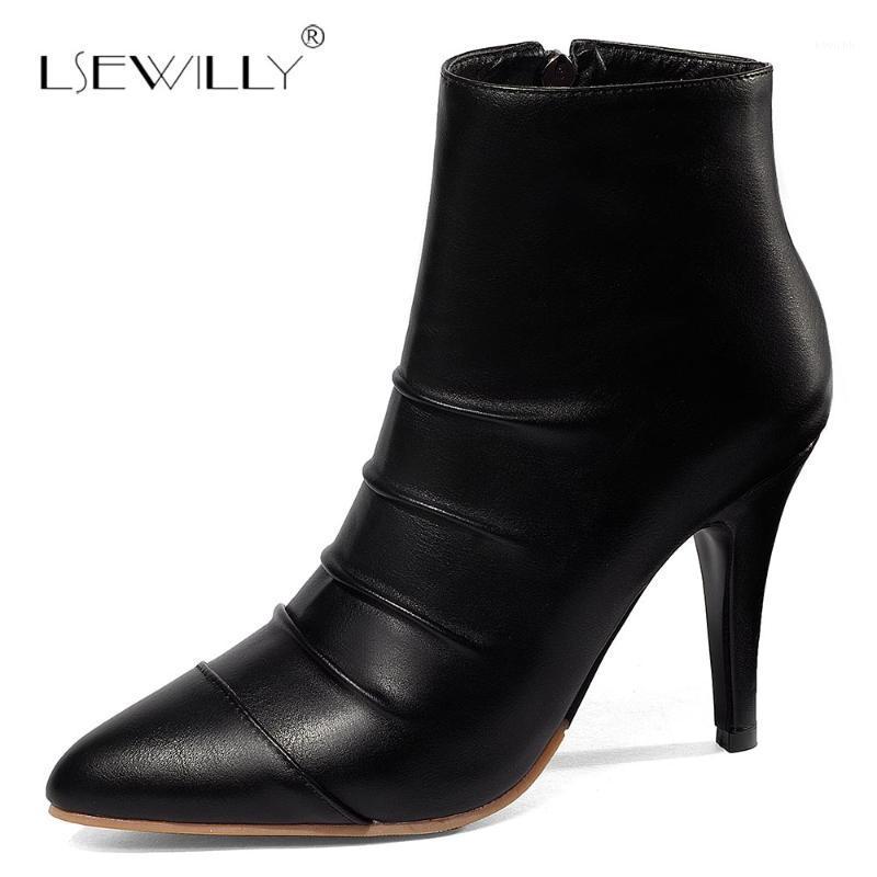

Lsewilly Winter Women Ankle boots Shoes Women Big Size 28-52 Causal Pointed Toe Thin High Heels Black White Shoes S7911