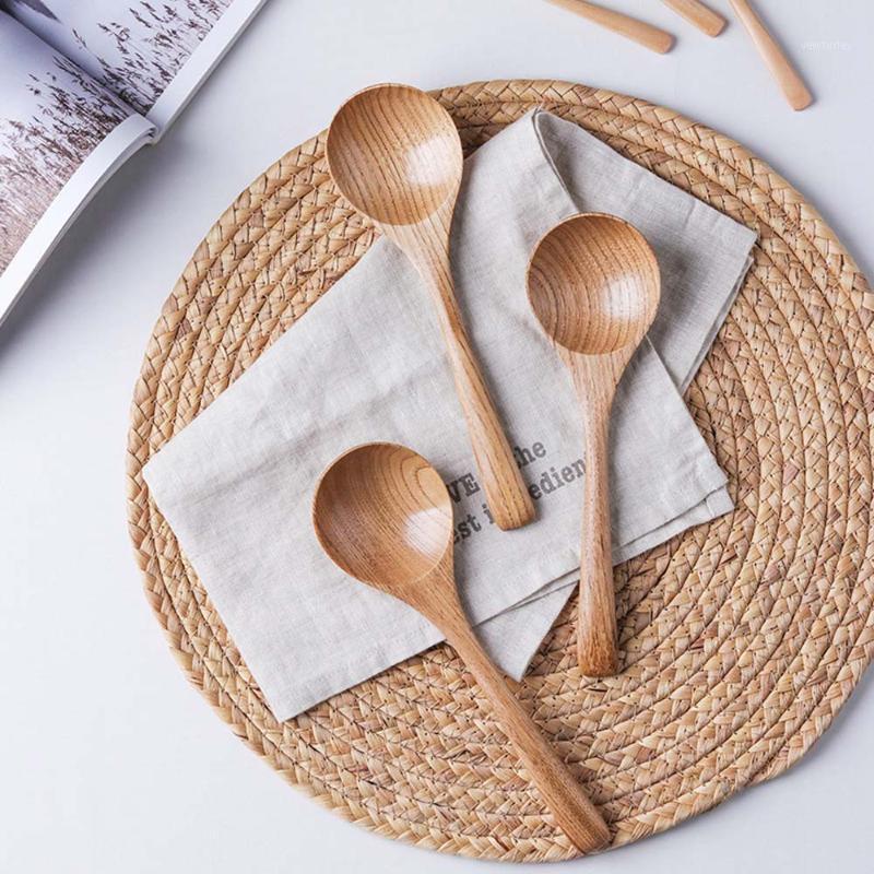 

Wooden Spoon Soup-Teaspoon Colher Solid Wood Porridge Spoon Cuillere Cuchar Honey Coffee Creative Japanese-Style Green Tableware1