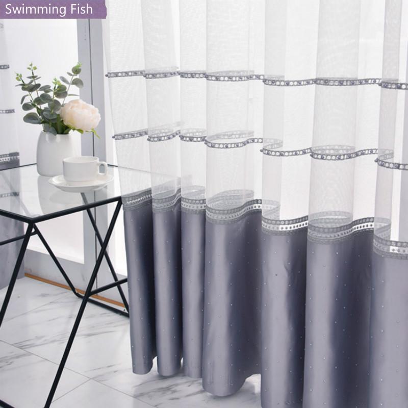 

Luxurious Embroidery Curtain Beaded Voile Patchwork Tulle Euro Style Sheer For Bedroom Living Room Deco Drapery Windows Curtains1, White tulle