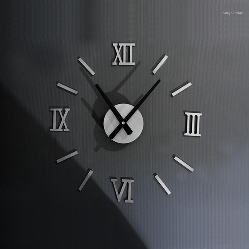 

New Home Decor Large Roman Mirror Fashion Modern Quartz Clocks Living Room DIY Silent Wall Clock Sticker Watch Free Shipping1