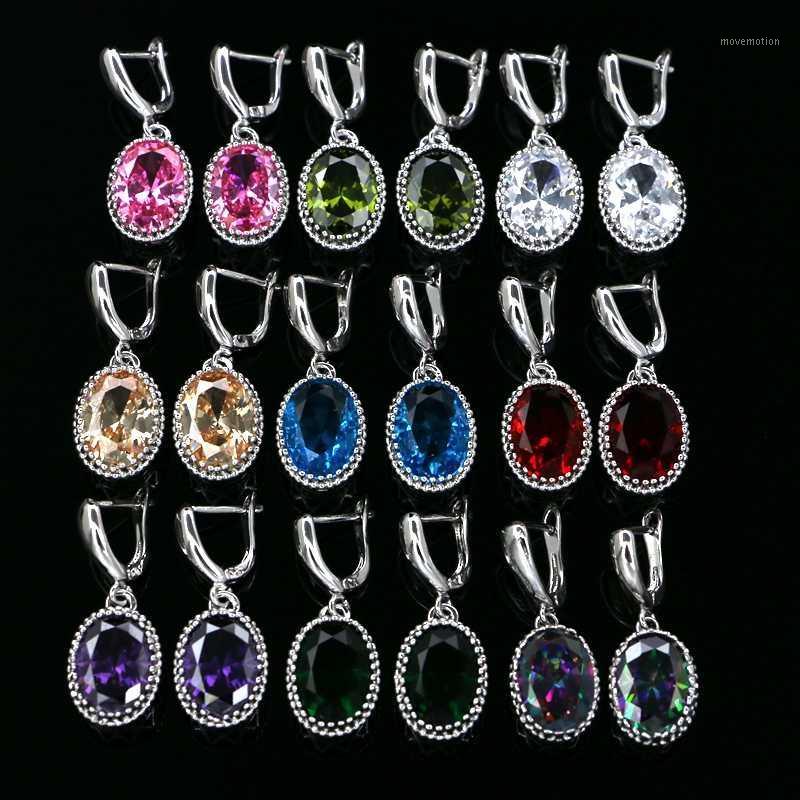 

Simple fashion big CZ Earrings for women 925 Silver Drop Earrings Stone Jewelry Gift For Party Best Friend1