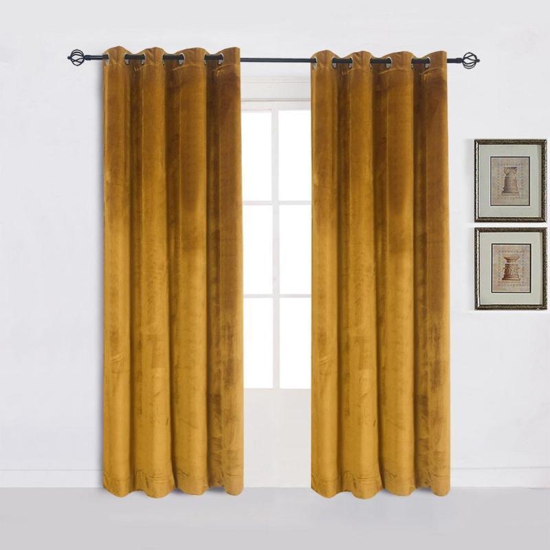 

Modern Solid Velvet Curtains for The Bedroom Living Room Custom Size Blackout Curtain Blinds Finished Drapes Window1, Sand
