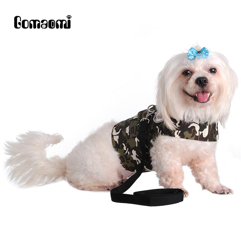 

Gomaomi Camouflage Pet Dog Harness Vest with Lesah Puppy Clothes Cat Accessory