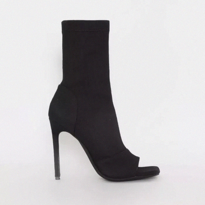 

Women's Peep Toe Ankle Sock Boots Cut Out Spring Autumn Female Stretch Fabric Elastic Woman High Heels Ladies Breathable Fashion #Cy72, Beige