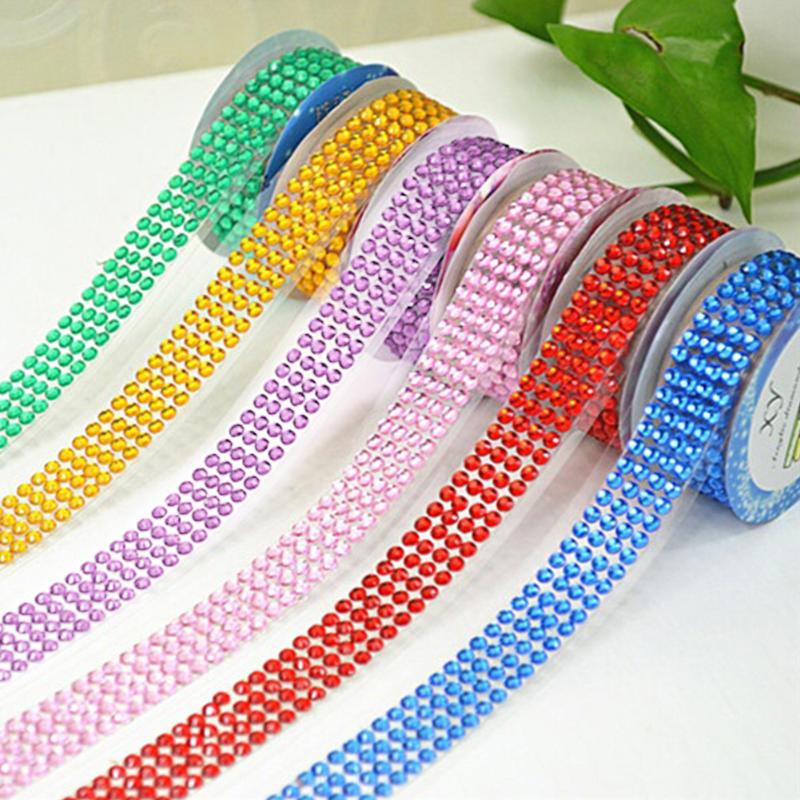 

Crystal Colorful Acrylic Self-Adhesive Rhinestones Sticker Tape Craft Glitter Gem DIY Stickers for Scrapbooking Arts Decoration
