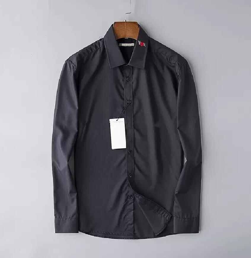 

New Designers Mens Dress Shirts Business Fashion Casual Shirt Brands Men Shirts Spring Slim Fit chemises de marque pour hommes Asia size -2XL Black, Shipping pay