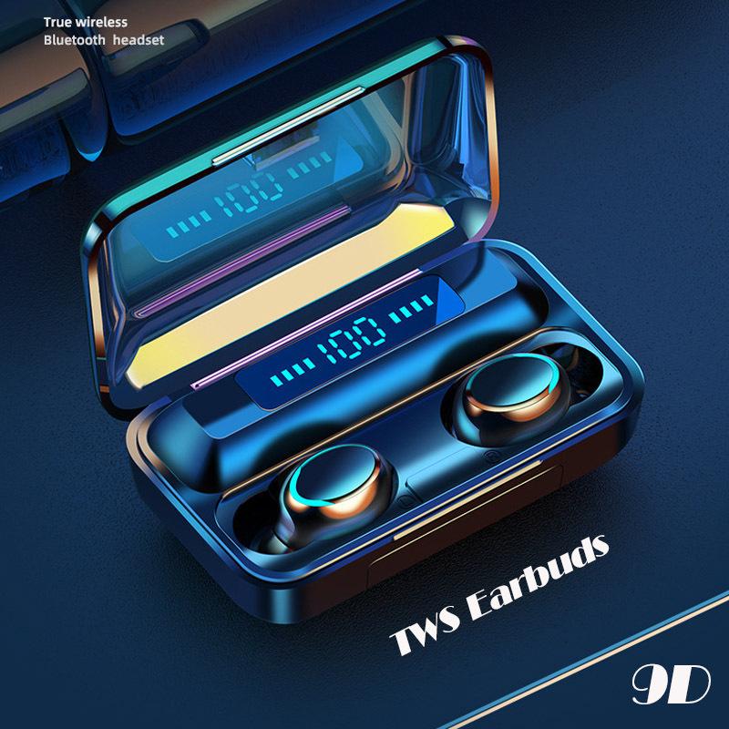 

F9-v5.0 TWS Bluetooth Headset 9DHiFi stereo in-ear earplug wireless headset sport waterproof mini, Black