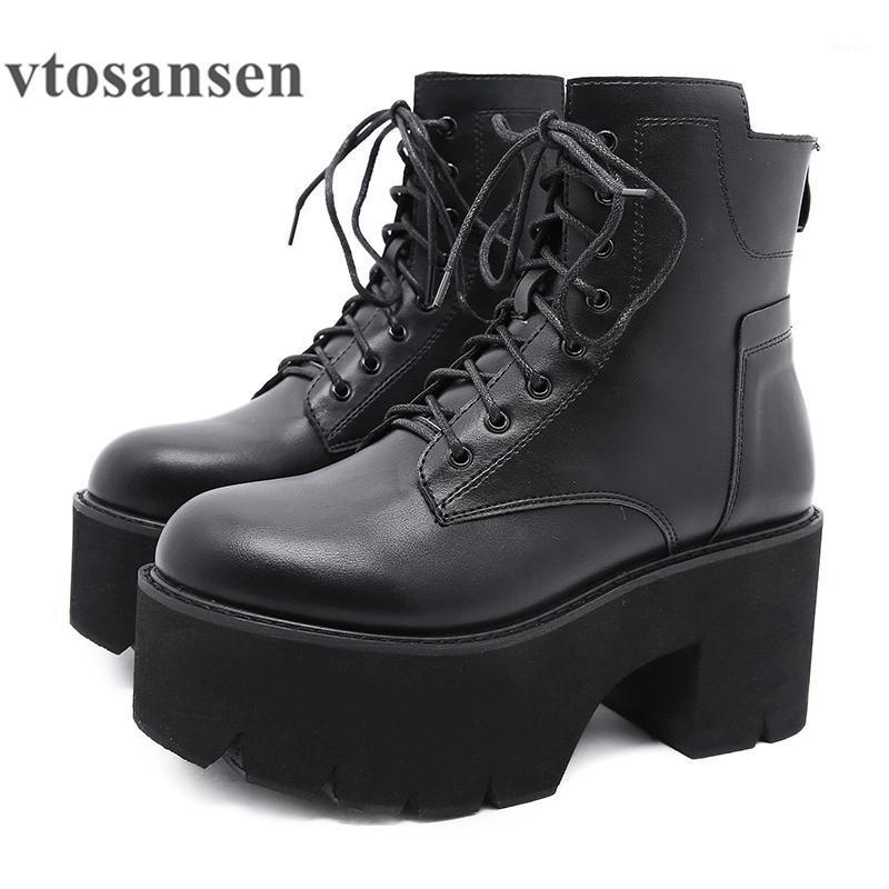 

New sho2020 Wholesale Women Ankle Boots Round Toe EVA Soft Material Lace-Up Female Short Boots Thick Platform Ladies Shoes Black1, Black shoes