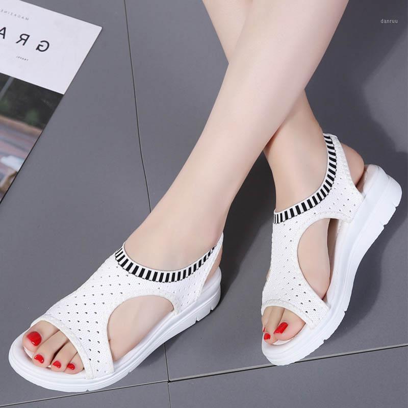 

women Wedges sandals 2020 summer new female shoes mesh Platform woman Casual outdoor Ladies Slip-on Elastic band Breathable shoe1, White
