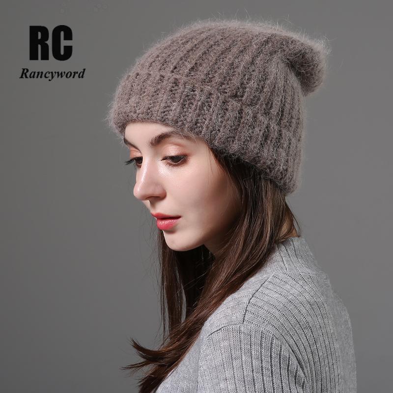 

Rancyword] Winter Hats For Women Wool Knitted Angora Hat Beanies Female Warm Fur Skullies Beanie For Girl 2020 RC2081, Khaki