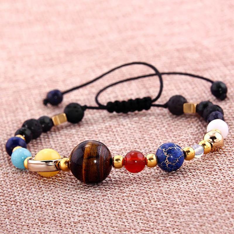 

18.5cm Solar System Eight Planets Natural Stone Beaded Bracelet