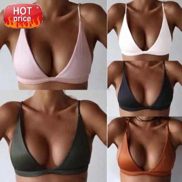 

Women's Summer New Hot Sale Fashion Natural Solid Triangle Bra Modal Multiple Colors Push Up Tube Top #1D08, White