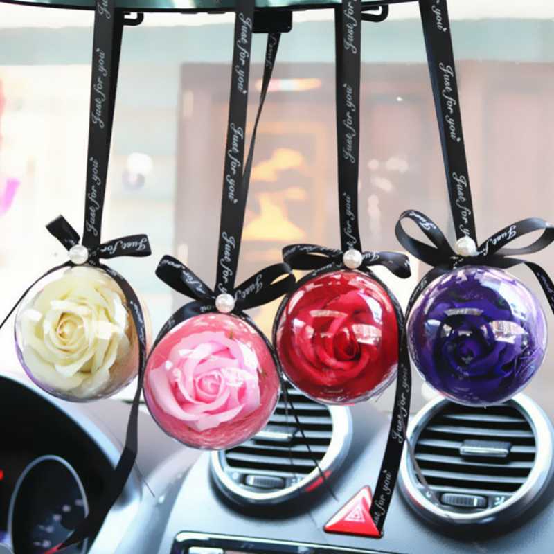 

ZK30 Car Ornaments Rose Hanging Ornament Automotive interior Mirror Suspension Flower Decoration Car Accessories Creative Gift