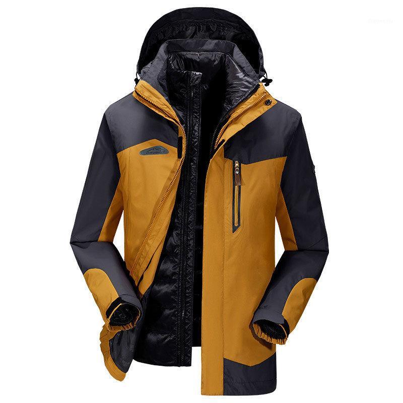 

Winter Duck Down Jackets With Liner 2 in 1 Cold Warm Windproof And Waterproof Men Jacket Quality Hiking Mountaineering Clothing1, Golden yellow