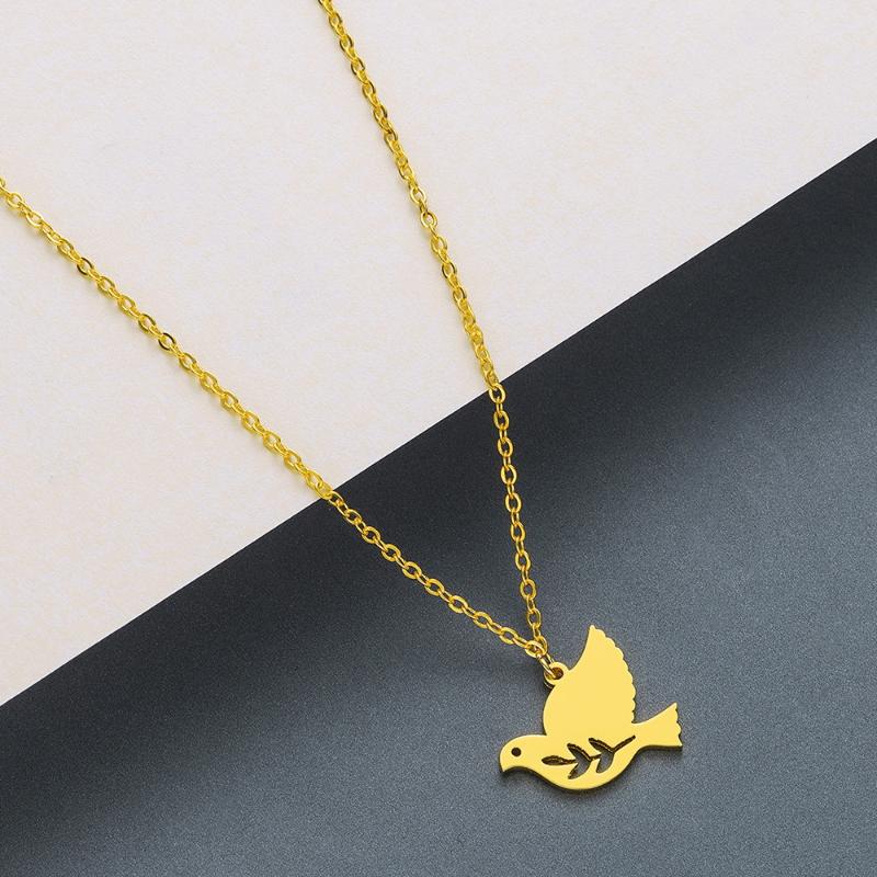 

Stainless Steel Necklaces Women Gold Silver Color Bird Pigeon Pendants Necklace Jewelry Animal Simple Clavicle Chain Collares