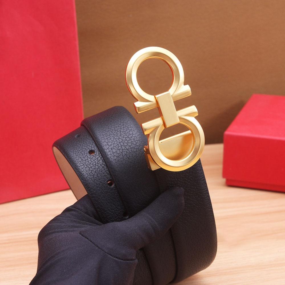 

Fashion genuine leather belt with box designer men women high quality mens belts Double-sided first layer cowhide with brushed brass buck lewith packaging 3.5cm width, Belt and box