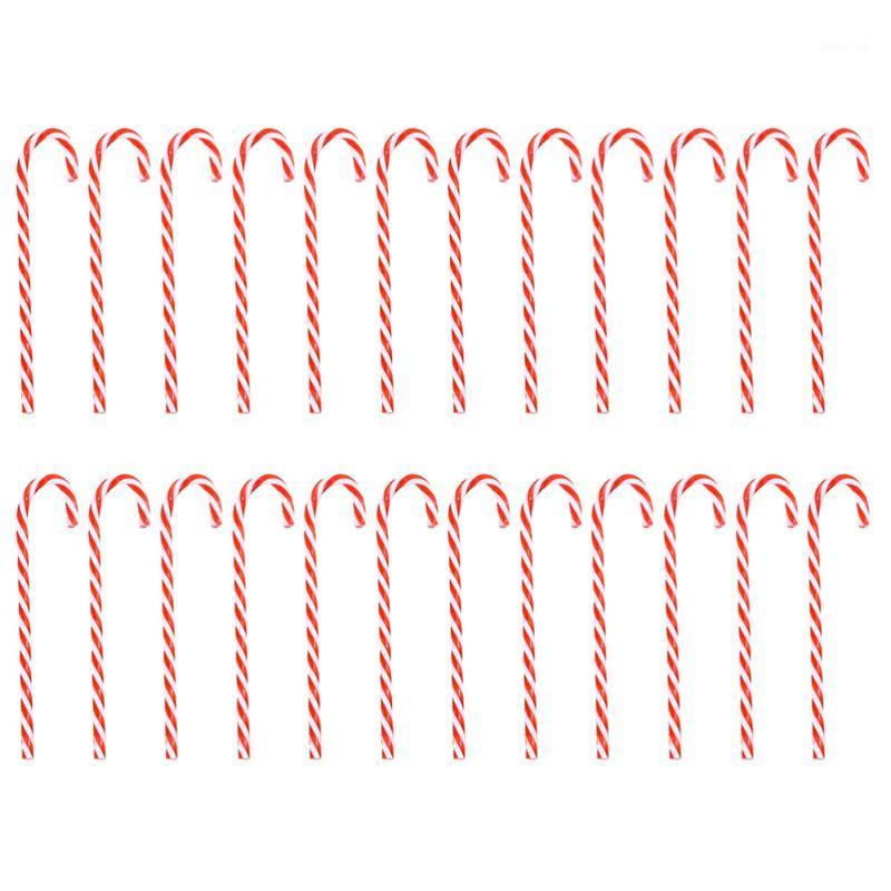 

24PCS Practical Christmas Decoration Props Classical Walking Stick Shape Decor Tool(Red and White)1