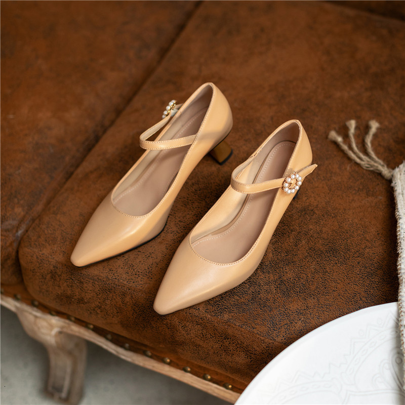 

2021 New Arrival Women High Heels Sweet Party Shoes White Rice Apricot Pumps RLOE, Rice white