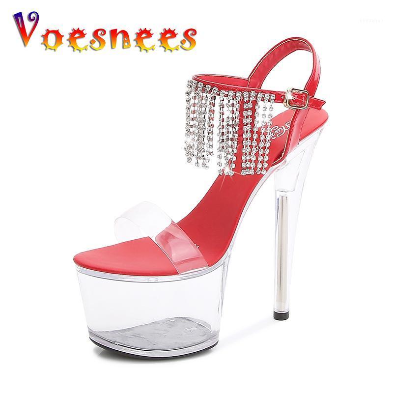 

Voesnees Shoes For Women Crystal Thin Heels Ladies Shoes Clear Platform 2021 New Pole Dance High-heeled Sandals Open Toe1, Red