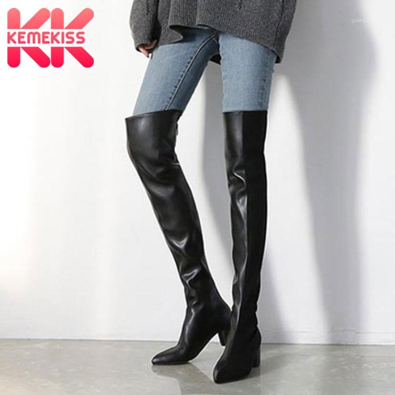 

KemeKiss Women Strecth Boots Fashion Warm High Heel Winter Shoes Woman Over Knee Boot Sexy Pointed Toe Daily Footwear Size 33-401, Black