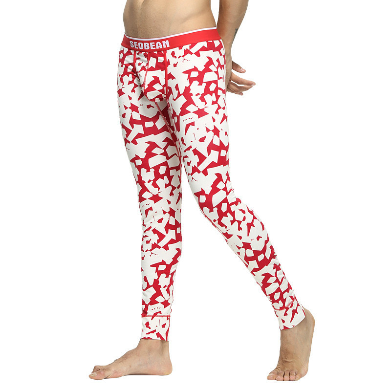 

2021 New Sexy John Printed Cotton From Men's Leggins Fashion Long Johns Warm Pants Young Winter Underwear J1xk J1XK, Red