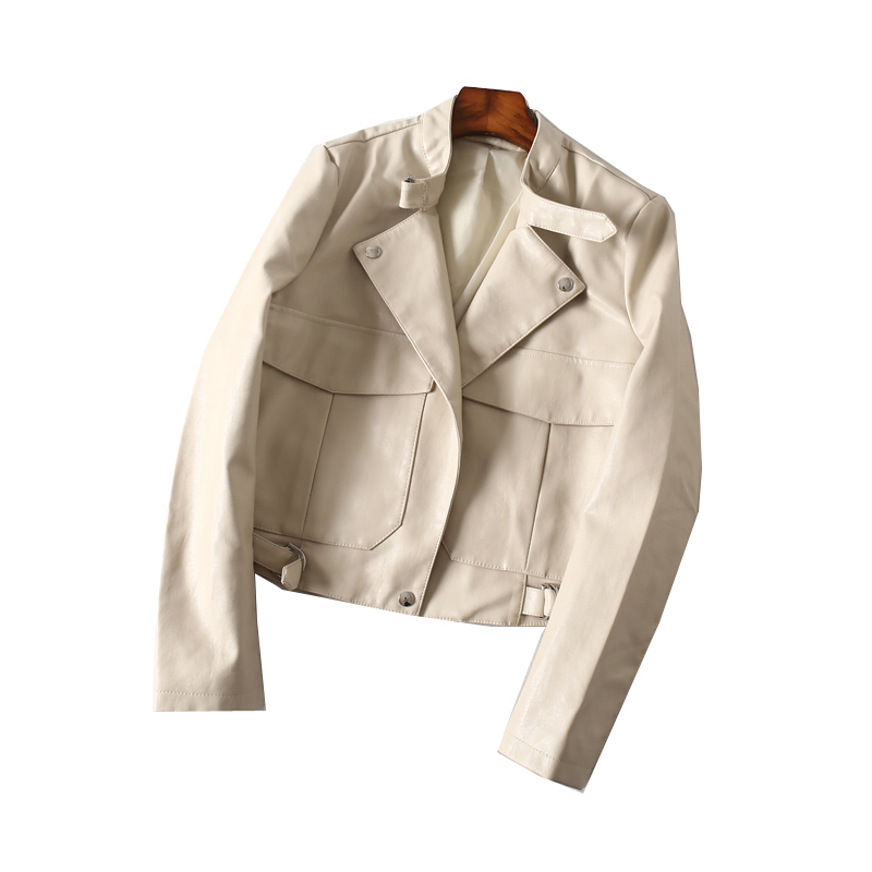

2021 New Spring Women Jacket Plutonium Fall Long Leather Sleeve From Women's Soft Outerwear Jackets W0RT, Beige