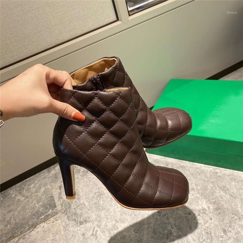 

Square Toe Ankle Boots Women Thin High Heels Shoes Women Fashion Designer Stiletto Short Boots New Brand 20201, As picture