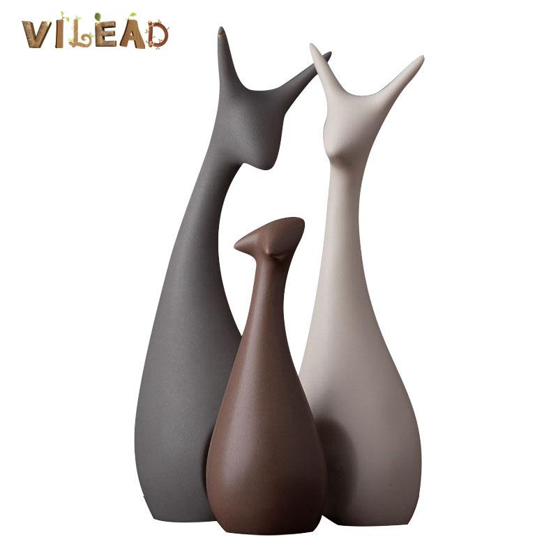 

VILEAD Ceramic Famliy Cat Figurines Nordic Modern Animal Statue Living Room Decoration Animal Figurines Interior Home Decor Gift