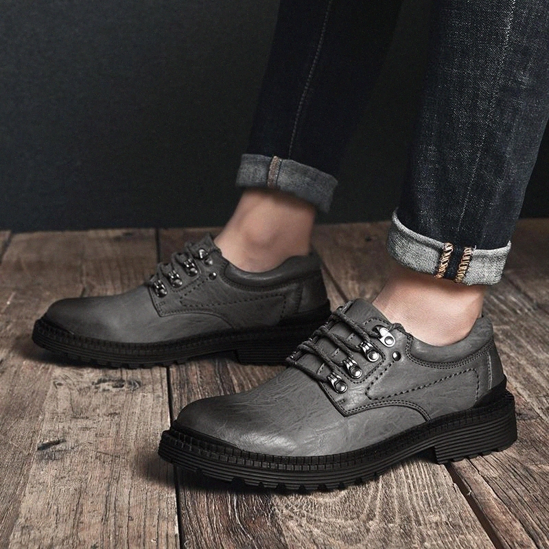 

Genuine Leather Shoes lace up Men Brand Footwear Fashion Men's Casual Shoes Male Comfortable Classic Mens Cowhide Loafers shoes #OI7B