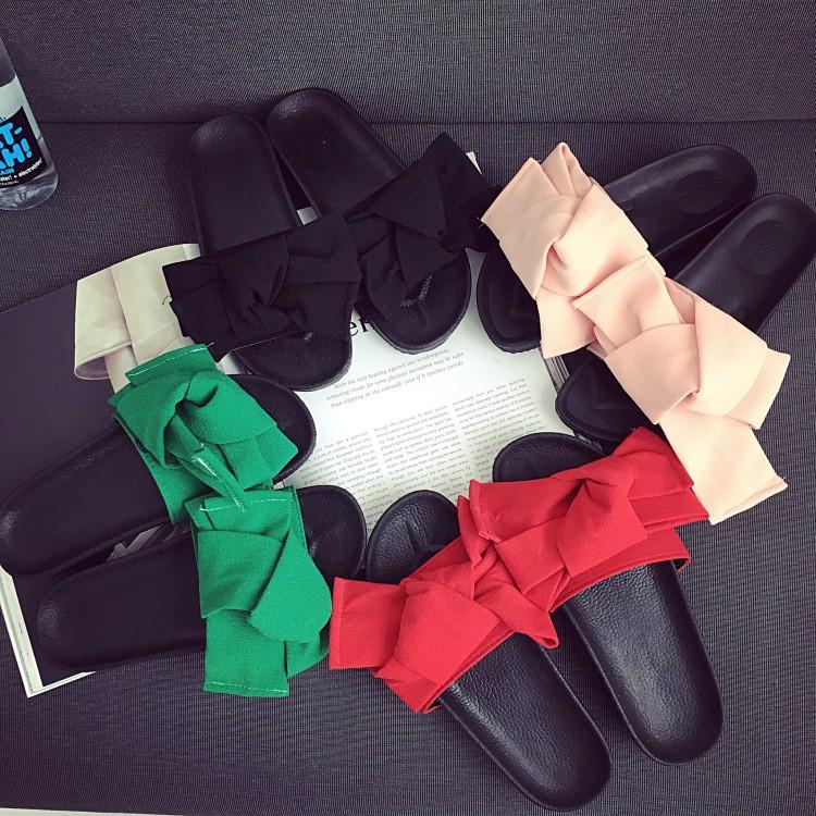 

Bowtie slippers New Arrive Bow tie slides indoor bowtie fashion sandals, Green