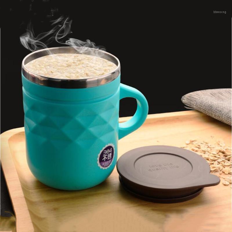 

400ml Stainless Steel Coffee Handle Mug With Lid Milk Cup Office Home Drinkware For Gift1, Red