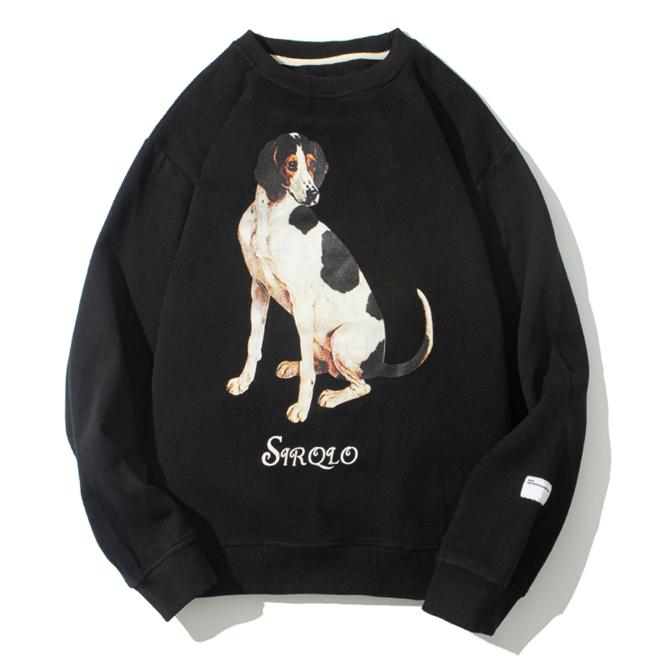 

2021 New Hip Hop Black Streetwear Dog Printing Japanese Harajuku Hoodie Sweatshirt Winter Pullover Tops Men Cotton Fleece Yzt2