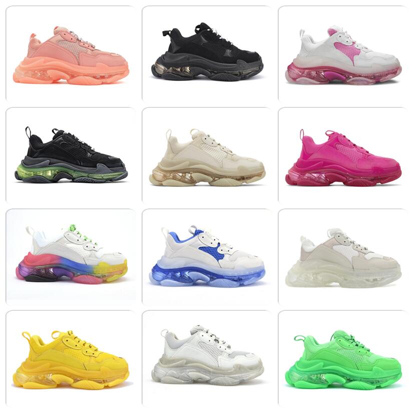 

Paris Triple S Casual Shoes Clear Sole Bubble Midsole Black White Green Men Women Platform Sports Sneakers Trainers Size 36-45 resfdgc, # 1