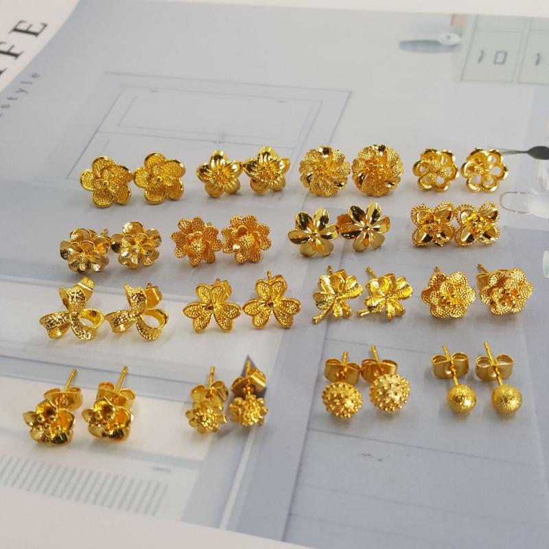 

Stud Arrival! Gold Plated Copper Rich Flowers Multi-layer And Leaves Beads Earrings Give Gifts To Relatives Friends
