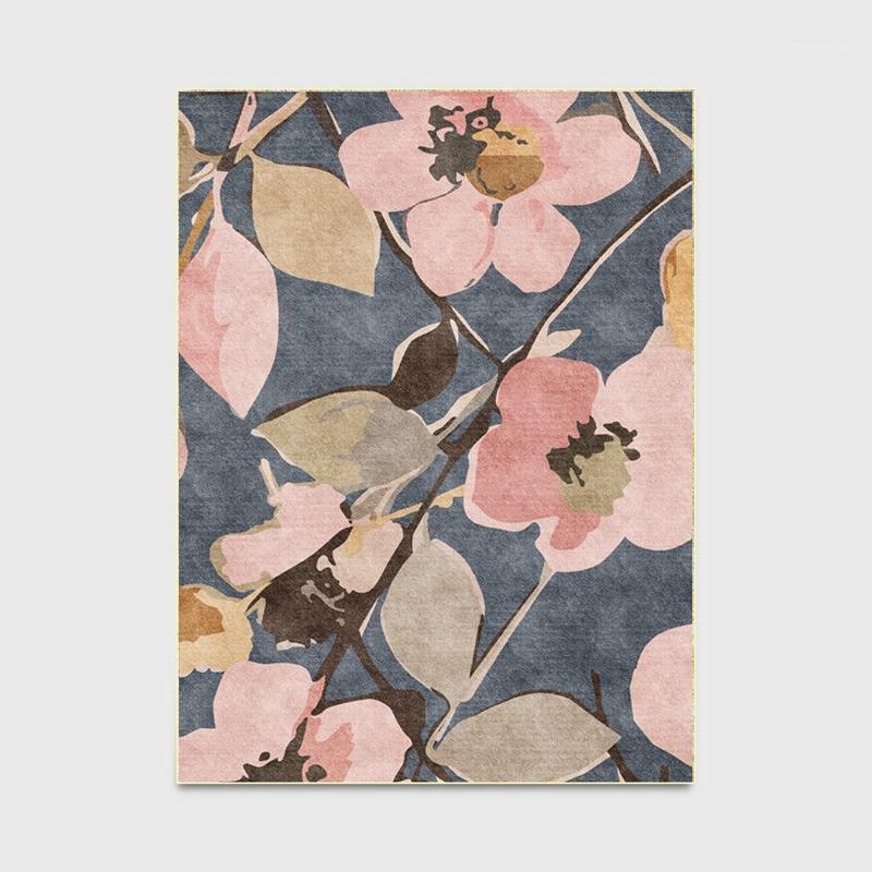 

American Country Style Carpet For Living Room Bedroom Bedside Area Rugs Retro Flowers Printed Sofa Study Room Non-Slip Floor Mat1, Carpet1