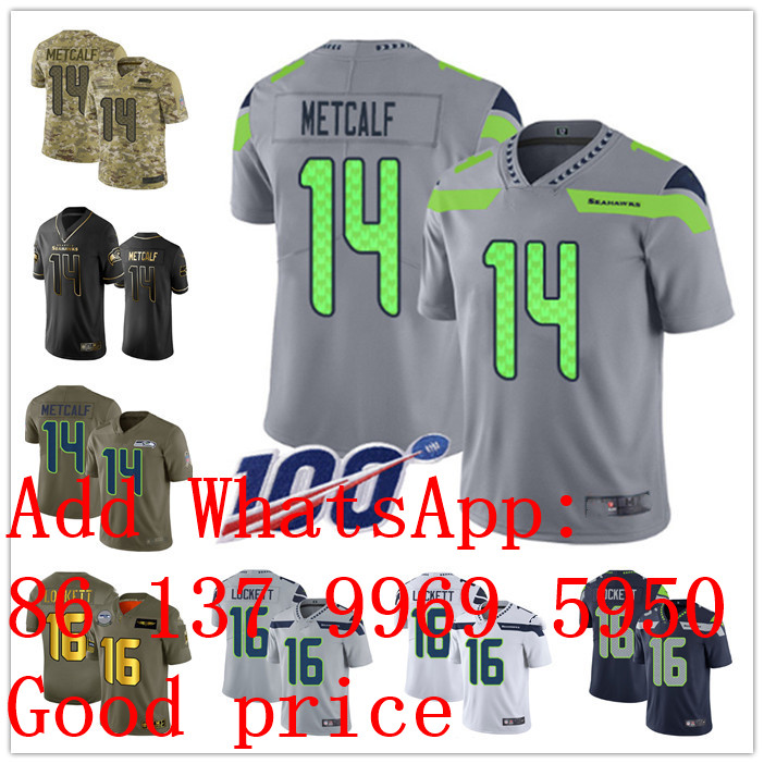 

Custom Seattle Men women youth Seahawks 14 D.K. Metcalf 16 Tyler Lockett white green Stitched Football 100th Season Vapor Limited Jersey, Multi