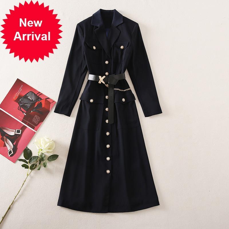 

New Spring 2021 New Ladies Suit Women' Coat Long Blazer Elegant Temperament Party Dress 0KB9, Blue